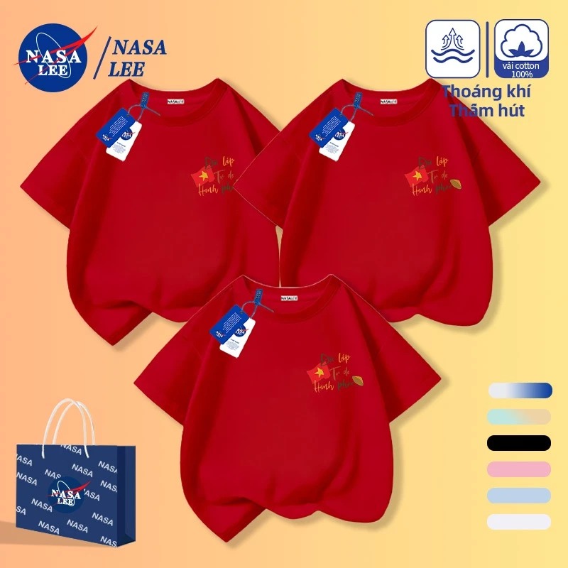 [Giao hàng trong ngày] Big Red Vietnam Flag Text Cotton Tay ngắn dành cho cha mẹ và con cái Áo thun nửa tay cho trẻ em Fami