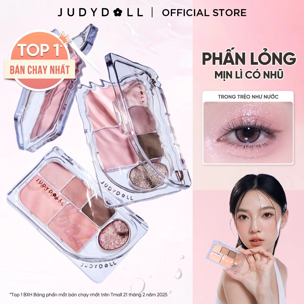 Bảng Phấn Mắt 6 Ô JUDYDOLL Elaborate Eyeshadow Palette Tông hồng Trong trẻo Lên Màu tốt Má hồng Bắt sáng Nhũ mắt Mịn Lâu trôi 8g