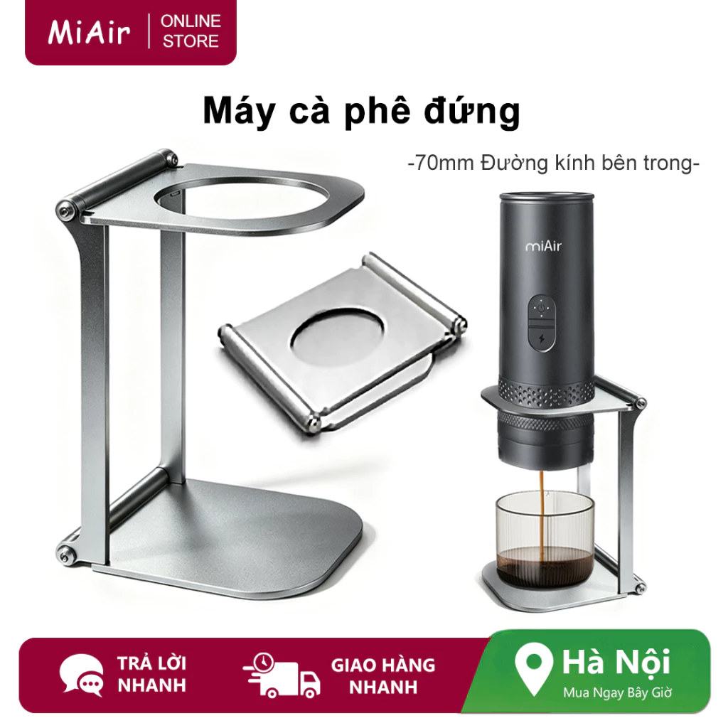 Giá đỡ máy pha cà phê Espresso có thể gập lại Miair, đường kính trong 70mm, hợp kim nhôm, tương thích với máy nhỏ giọt cà phê, đổ cà phê & trà