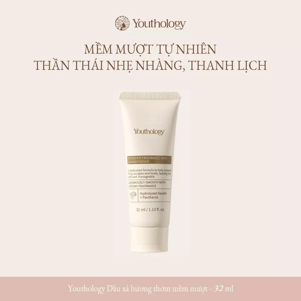 Youthology Dầu Xả Mini 32ml - Mềm Mượt, Suôn Mượt Óng Ả, Giảm Khô Xơ, Hương Thơm Lâu Dài