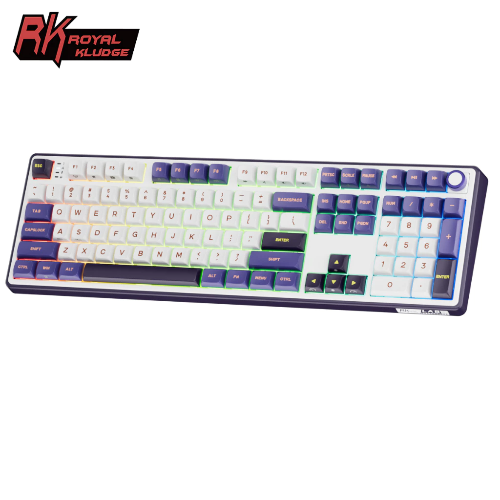 RK Royal Kludge RK R108 Blackberry Bố cục 100% RGB Có dây Trò chơi chuyên nghiệp Hotswap Núm Bàn phím cơ