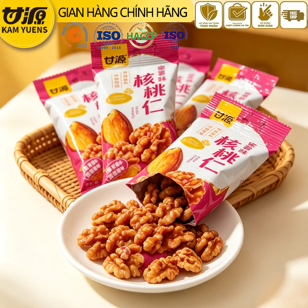 Ganyuan 10 gói Mật ong Hổ phách Quả óc chó Hạt giòn Ngon Cá nhân Gói nhỏ Hạt hạt nhân Ăn liền Đồ ăn nhẹ thông thường Đồ ăn nhẹ