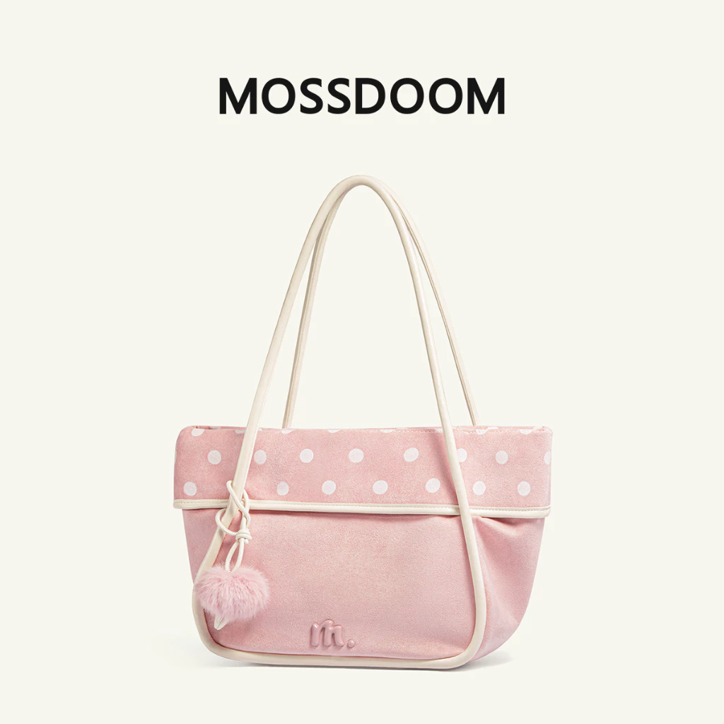 【The Bubble Collection】MOSSDOOM Kara Bag Túi Nữ Chấm Bi Da Lộn Túi Đeo Vai Với Bùa Pom-pom Dễ Thương
