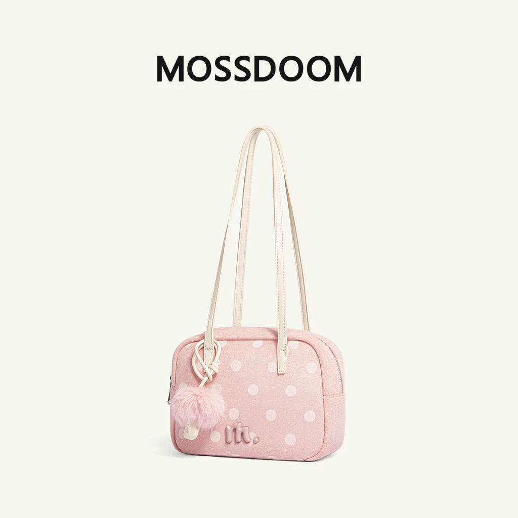 【The Bubble Collection】MOSSDOOM Keira Bag Nữ Túi Đeo Vai Mini Chấm Bi Phong Cách Da Lộn Ngọt Ngào Và Dễ Thương Túi Vuông Nhỏ