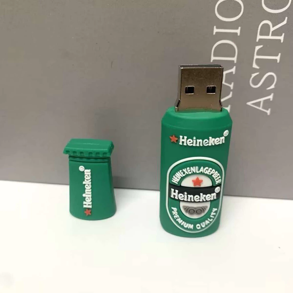 Ổ Đĩa Flash 2TB 1TB 128GB 1GB 2GB 4GB 8GB 16GB 32GB 64GB Hoạt Hình USB Chai Bia Xanh