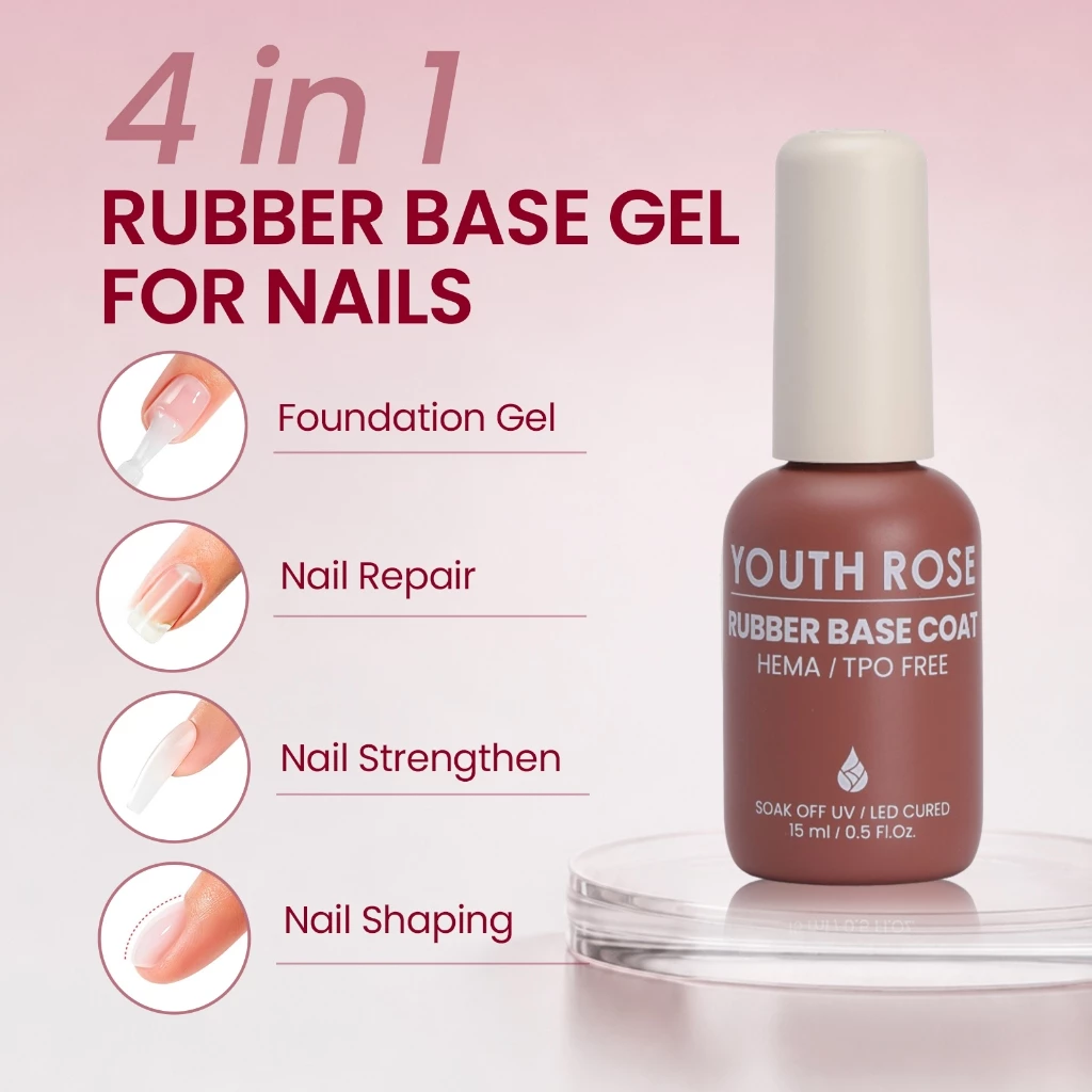 YouthRose HEMA & TPO FREE 15ml Rubber Base Keo Nền Cao Su Base Gel Gia Cố Móng Bền Màu Chính Hãng