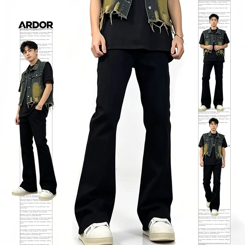 ARDOR quần jean ống suông nam Clean Fit Bò Đen Ống Rộng Dáng Jean Nam màu Đen Smoke Baggy Chất Demin Phong Cách Hàn Quốc unisex
