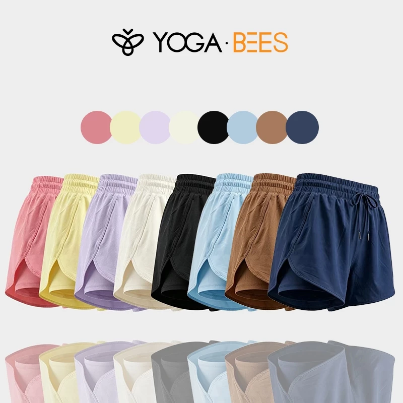 YOGA BEES Nữ Dây Rút Cao Cấp Thể Thao Quần Short Chia Viền Nhanh Khô Rời Phù Hợp Với Yoga Chạy Bộ Tập Gym Đi Biển Quần Ngắn Thường Ngày 8 Màu