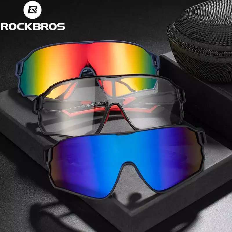 【Giao hàng 3 ngày】Kính Phân Cực Đổi Màu ROCKBROS Đạp Xe Tròng Rộng UV400 Chống Chói Có Khung Kính Cận Thể Thao