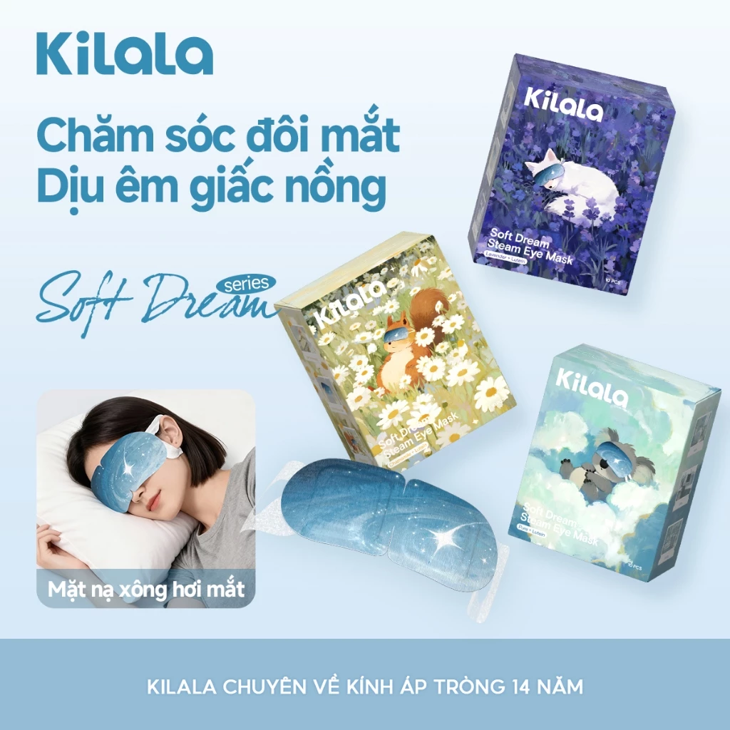 Mặt nạ xông hơi mắt Kilala - Soft Dream series - Chăm sóc đôi mắt, dịu êm giấc nồng, thư giãn xóa tan mệt mỏi  3 chiếc/ 5chiếc