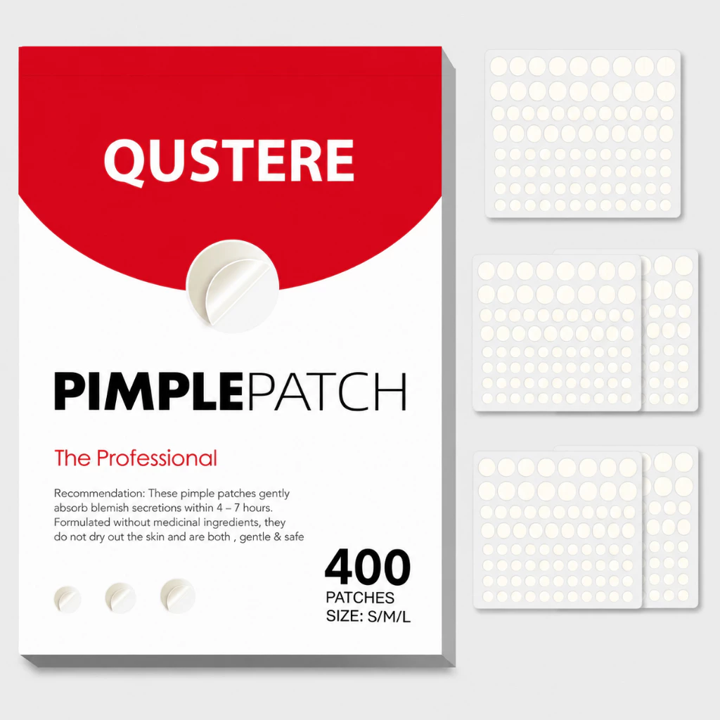 QUSTERE Hydrocolloid Acne Patch 400 Miếng – Miếng Dán Hydrocolloid Trong Suốt Chống Thấm Nước, Giúp Hấp Thụ Dịch Tiết Và Bảo Vệ Vùng Da Có Khuyết Điểm