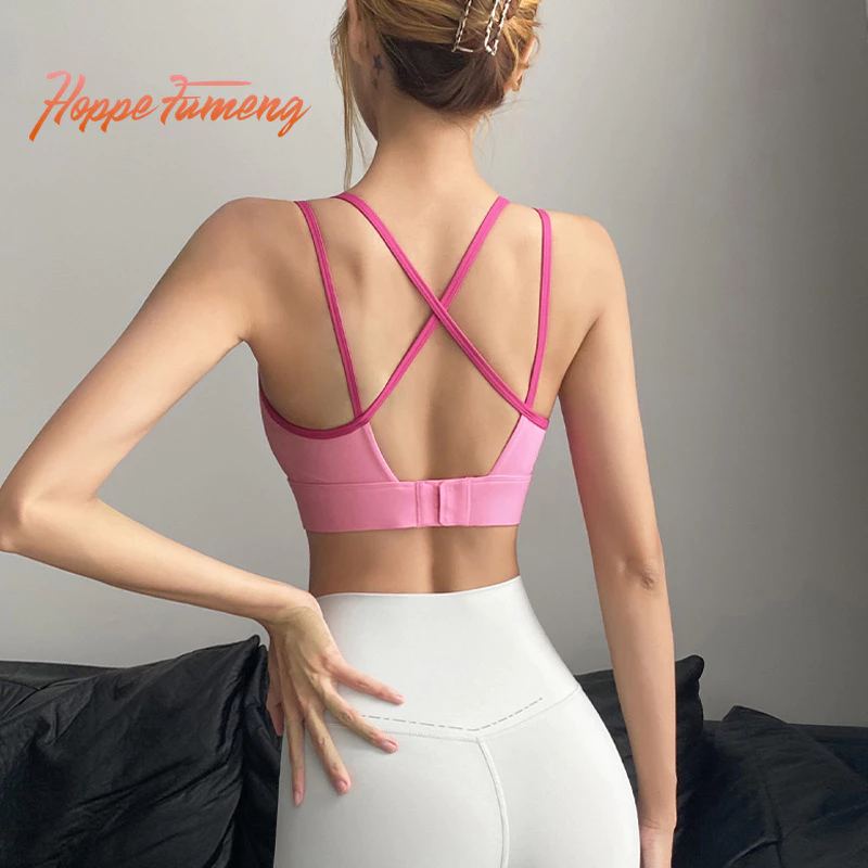 [Hoppe Fumeng] Áo ngực yoga đệm màu tương phản thoáng khí lưng đẹp cho nữ