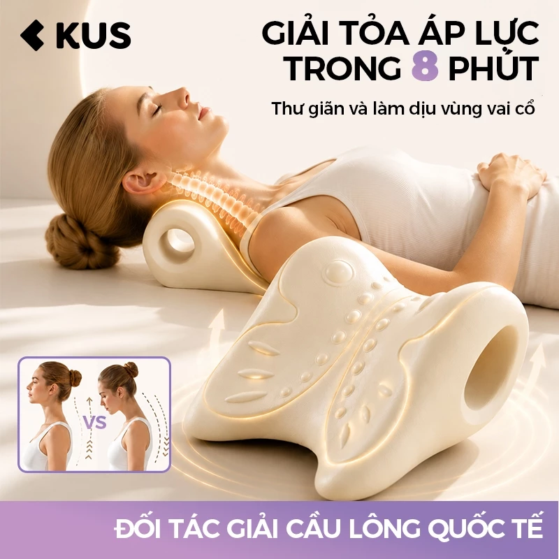Gối Massage Cổ Vai Gáy Công Thái Học 2026 - Cao Su Non Giảm Đau Mỏi Cột Sống, Hỗ Trợ Giãn Cơ Thư Giãn Tại Nhà