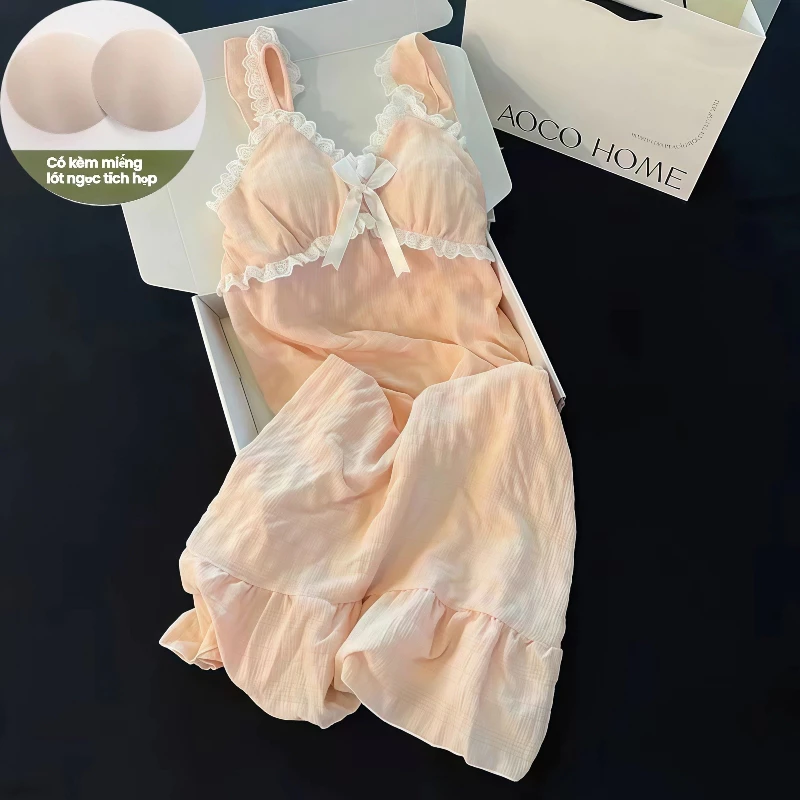 Đầm ngủ dây quai công chúa cho nữ – Chất Cloud Cotton thoáng mát – Có đệm ngực sẵn – Mẫu mới mùa hè 2026 – Mặc ở nhà hay đi chơi đều thoải mái