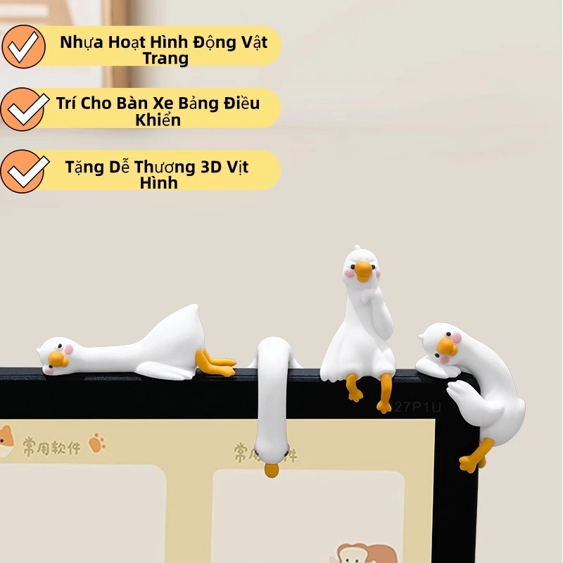 GUOUQNA Nhựa Hoạt Hình Động Vật Trang Trí Cho Bàn Xe Bảng Điều Khiển Tivi Màn Hình Ý Tưởng Quà Tặng Dễ Thương 3D Vịt Hình Nhựa Vịt Trang Trí Playful