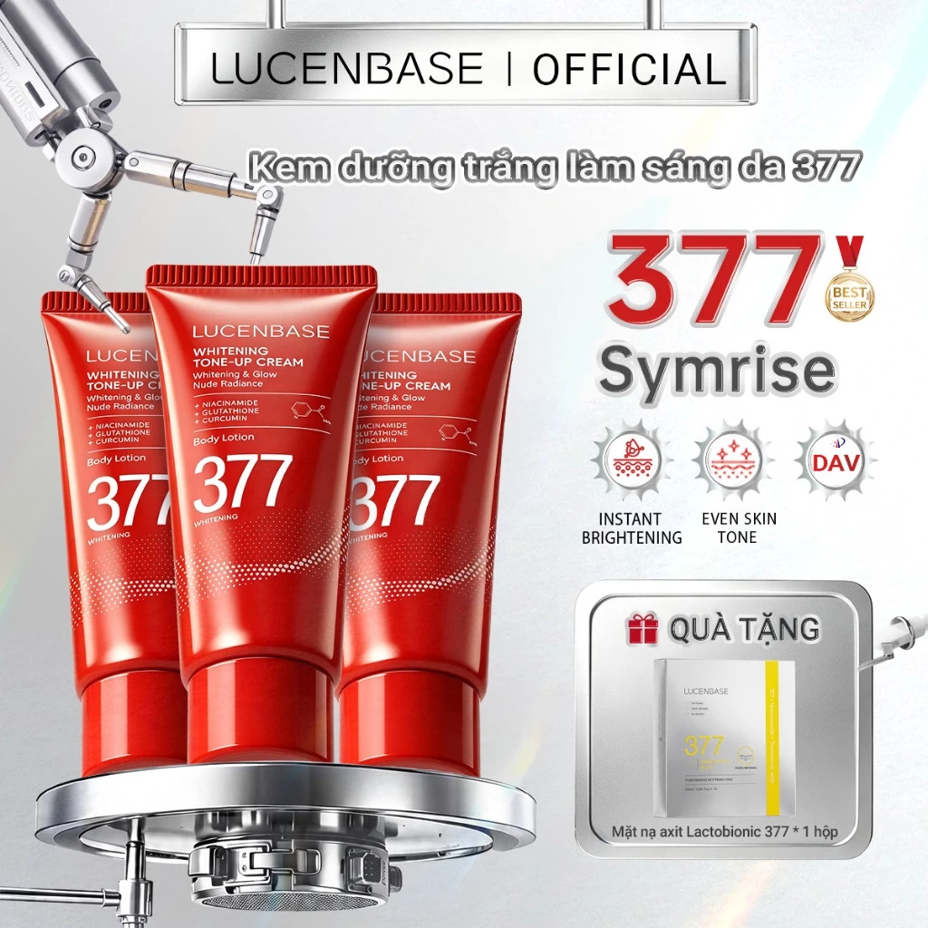 Kem dưỡng toàn thân LUCENBASE 377 Tone-Up (Bộ giá trị 3 ống) + Mặt nạ axit Lactobionic 377 miễn phí - Bộ chăm sóc rạng rỡ & lỗ chân lông tức thì