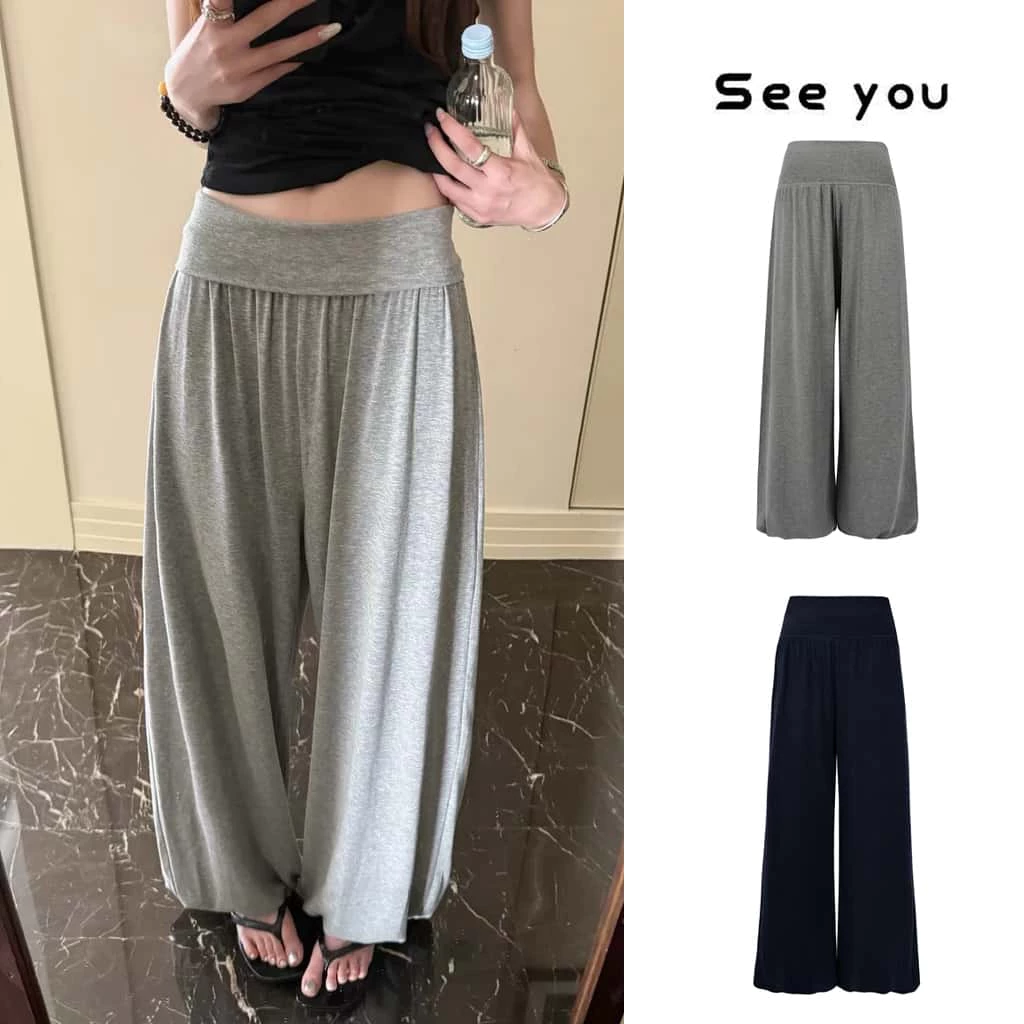 [Seeyou studio] Quần Jogger dệt kim mềm mại đám mây thanh lịch Hàn Quốc dành cho nữ, Thiết kế thắt lưng độc đáo Quần có dây buộc đa năng thông thường 5859
