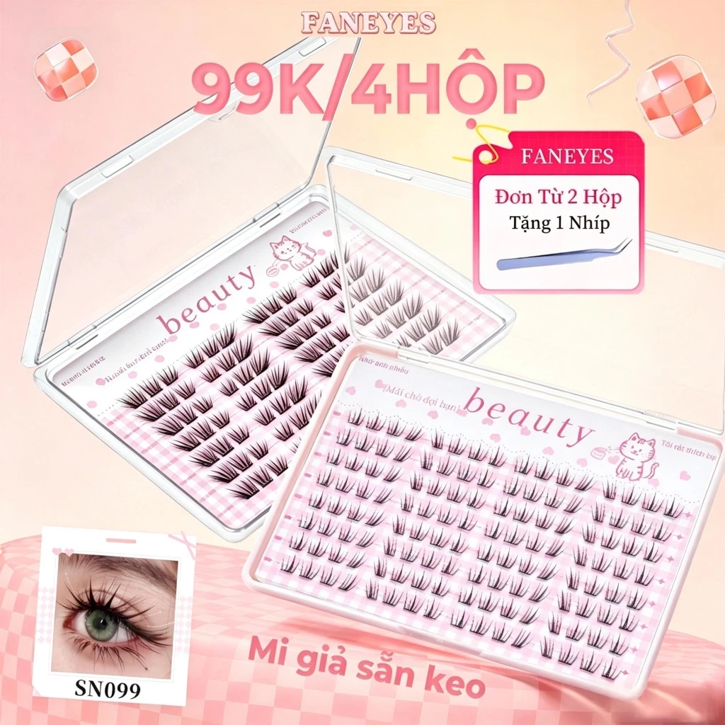 【99K/4hộp】Mi giả sẵn keo dung lượng siêu lớn giữ cong bền lâu, tự nhiên và dài rủ tạo nên hàng mi tự nhiên như thật Không Cần Tẩy Trang Dung Tích Siêu Lớn Uốn Dài Tự Nhiên Dài Chiều Tạo Lông Mi Thô Ngựa Tự
