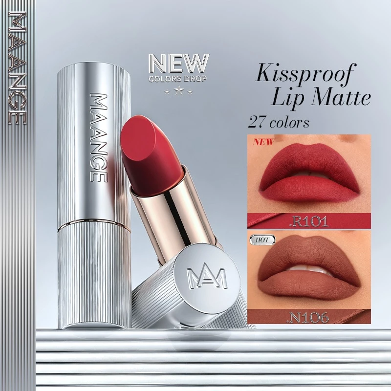MAANGE Matte Lipstick Transfer-Proof 24H Trang điểm môi lâu trôi Chống thấm nước Hydrating Smudgeproof L05