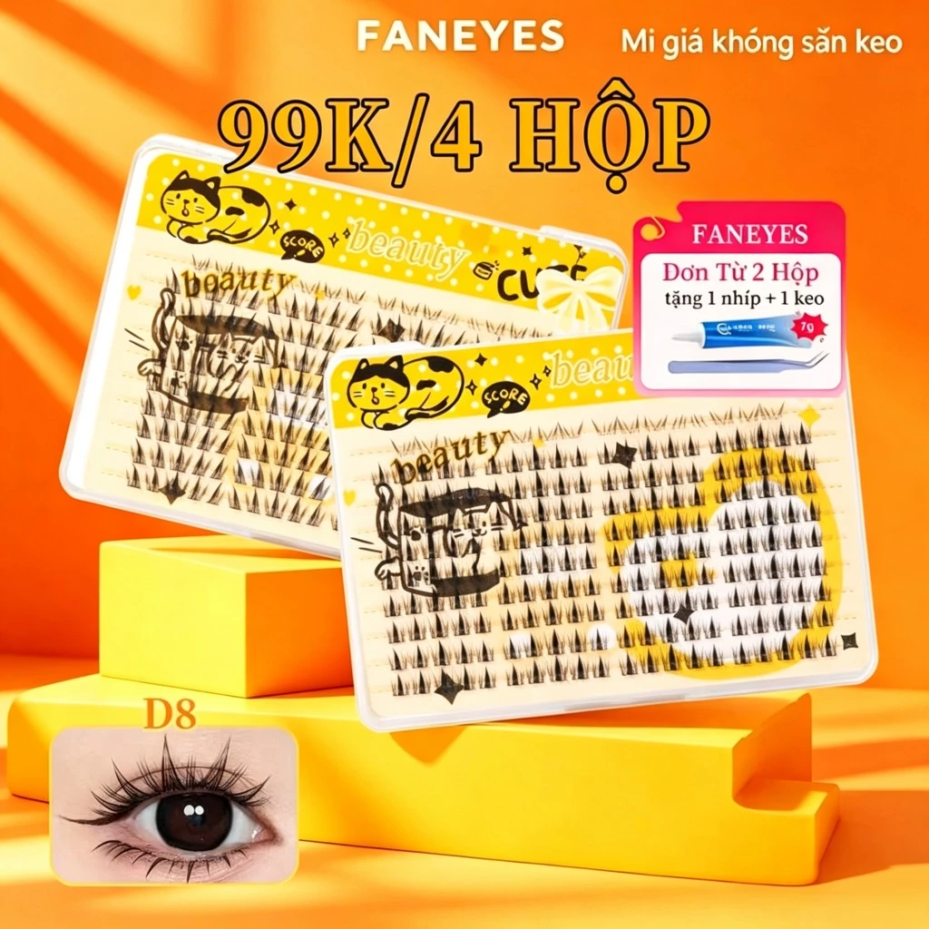 【99K/4hộp】Mi giả không sẵn keo Phong cách công chúa hướng dương tự nhiên, Bán buôn, Lông mi dưới, Ngoại hình tự nhiên, Dung tích lớn, Keo dán sách lông mi