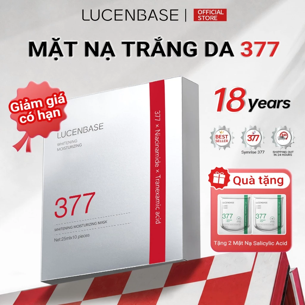 Mặt nạ dưỡng trắng da LUCENBASE 377 Làm Sáng Da Mờ Thâm & Căng Bóng (10 Miếng Mua 1 Tặng 2])