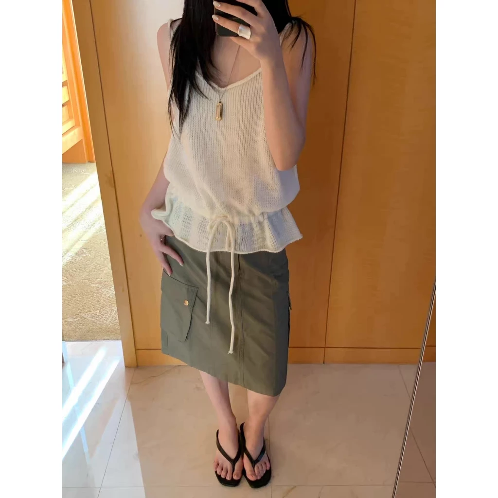 [Seeyou studio] Áo len thắt lưng dệt kim đơn giản Hàn Quốc dành cho nữ, mùa thu 2026 Áo thun thanh lịch đa năng mới 6696