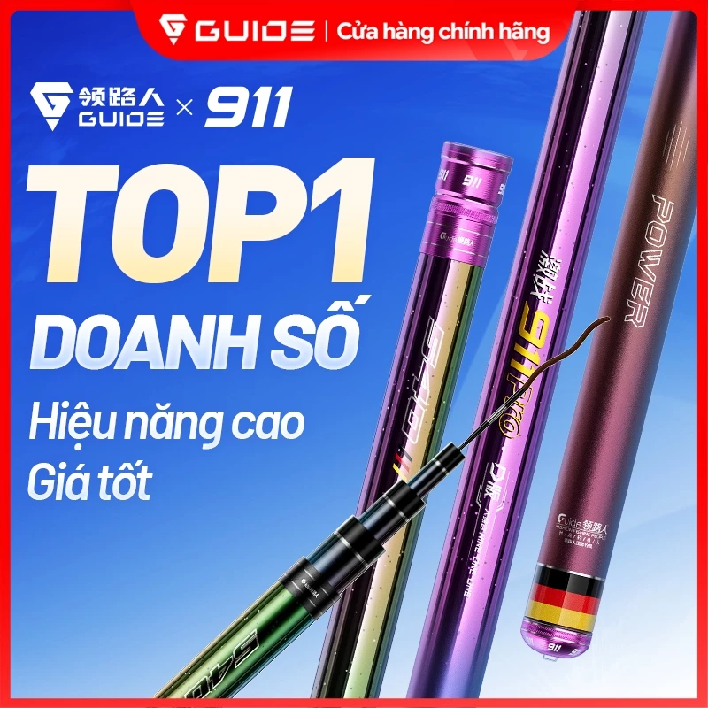 Guide - Cần câu đài tổng hợp 911 PRO, độ cứng 4.5H/6H, carbon cao cấp siêu nhẹ, cảm giác tay cầm tốt, giữ cá ổn định, hiệu năng vượt trội trong tầm giá