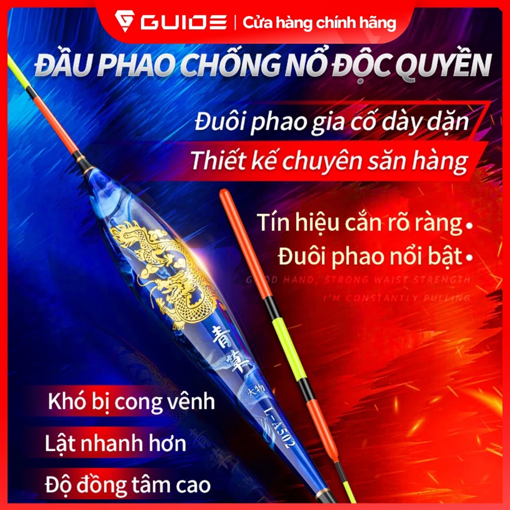 Guide - Phao câu đài săn hàng Trắm Cỏ, siêu nhạy, truyền tín hiệu nhanh và chuẩn, chống nổ đỉnh, phao câu săn hàng