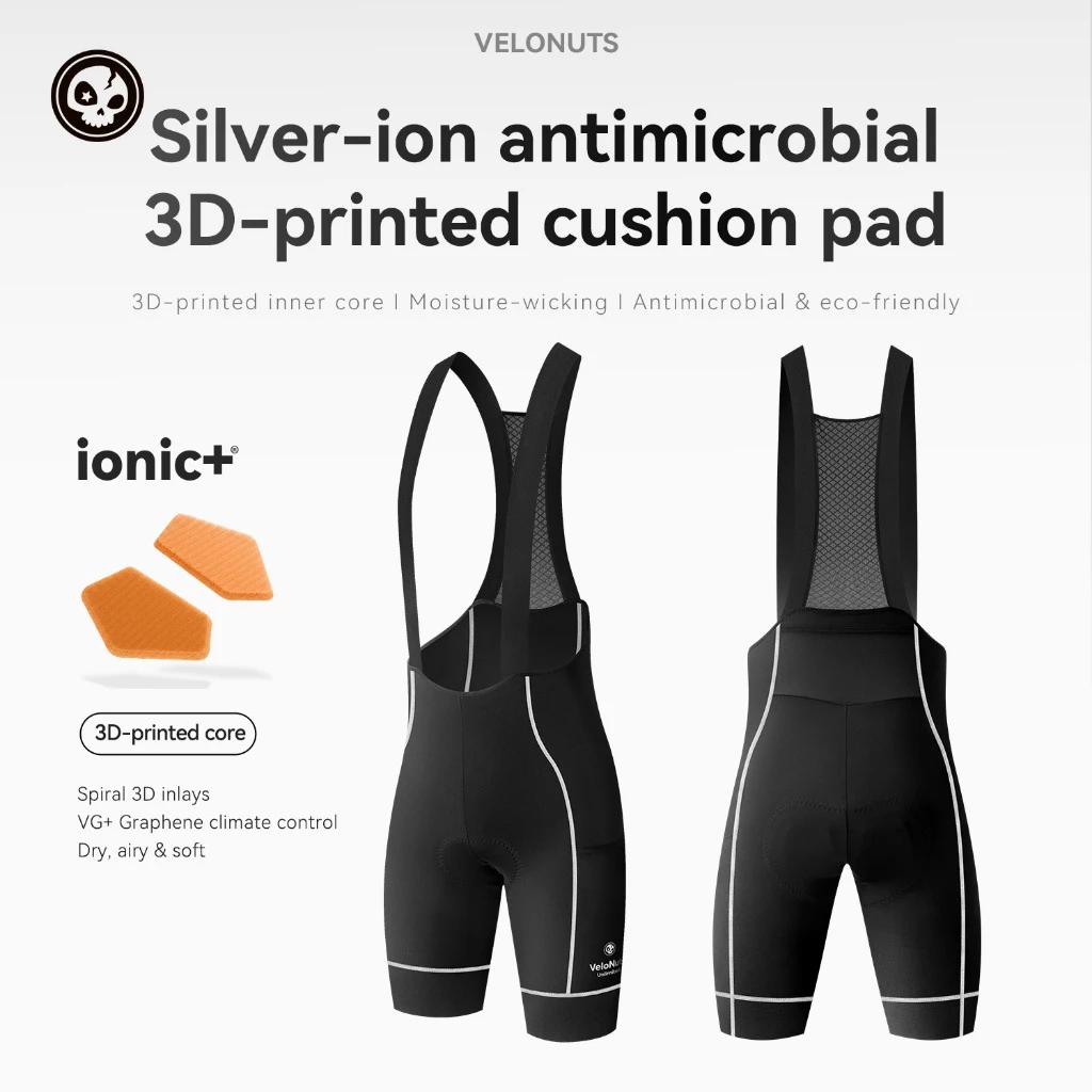 Quần Yếm Xe Đạp Nam VNS Đệm 3D Silver-ion Graphene Thoáng Khí Co Giãn Spandex 3 Túi Silicon Chống Trượt Mesh MTB Đường Trường
