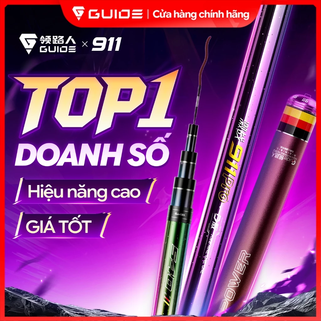 Guide - Cần câu đài tổng hợp 911 PRO, độ cứng 4.5H 6H, carbon cao cấp siêu nhẹ, cảm giác tay cầm tốt, giữ cá ổn định, hiệu năng vượt trội trong tầm giá