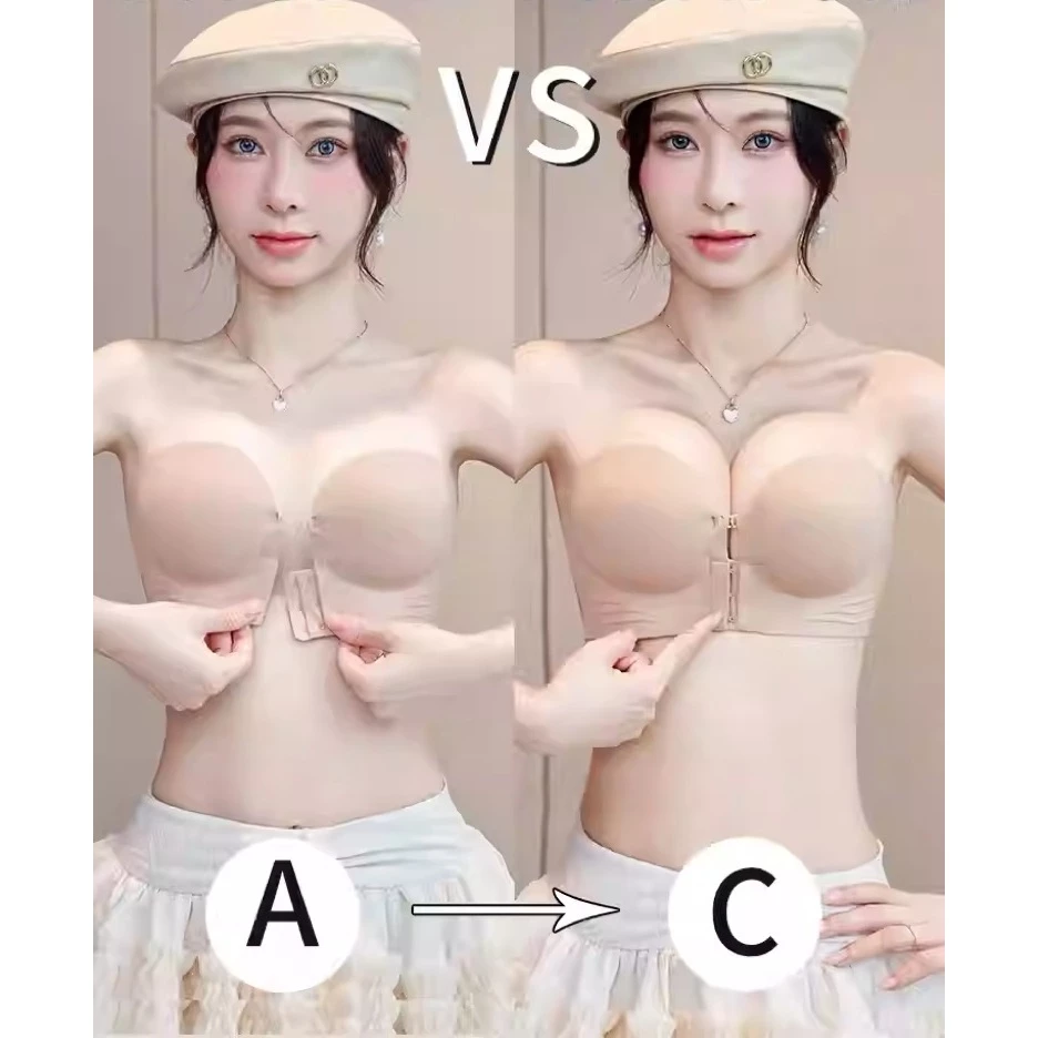 Áo ngực không gọng đệm dày 3cm ôm ngực nâng đỡ, khóa trước - 2 cách mặc (Hàng thu đông)