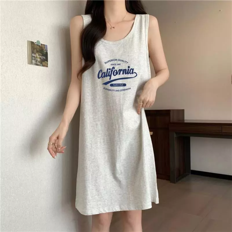 Đầm ngủ dạng đầm dây (không tay) mỏng mát mùa hè, rộng rãi thoải mái, thời trang cho nữ – đồ mặc nhà