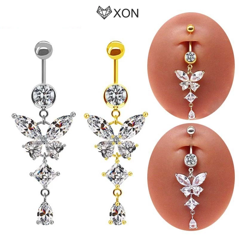 [XON] Kẹp thép không gỉ trên vòng rốn Thiết kế hình con bướm dễ thương Không xỏ lỗ Vòng rốn cho ý tưởng quà tặng cho bé gái tuổi Teen [Mina]