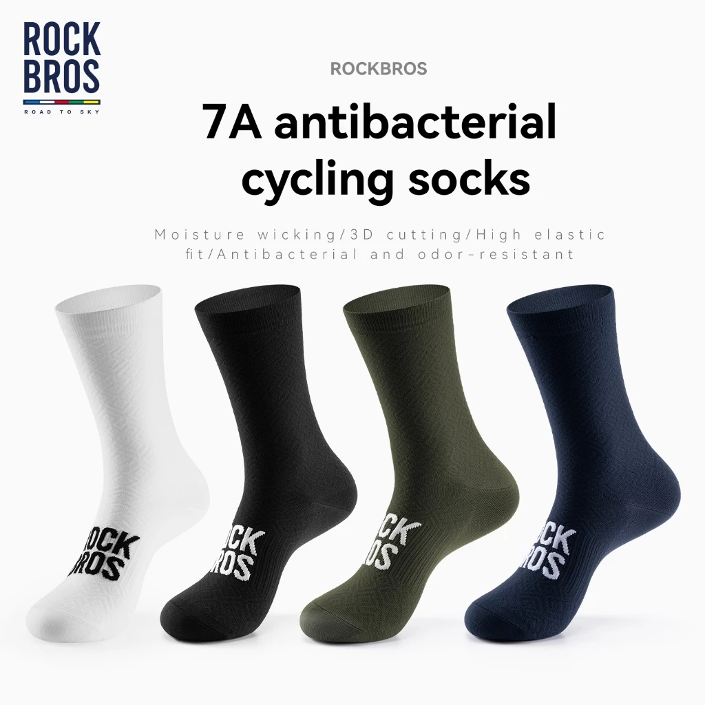 Vớ xe đạp ROCKBROS ROADTOSKY cổ cao kháng khuẩn 7A thoáng khí đàn hồi nylon chống trượt thể thao nam đường trường