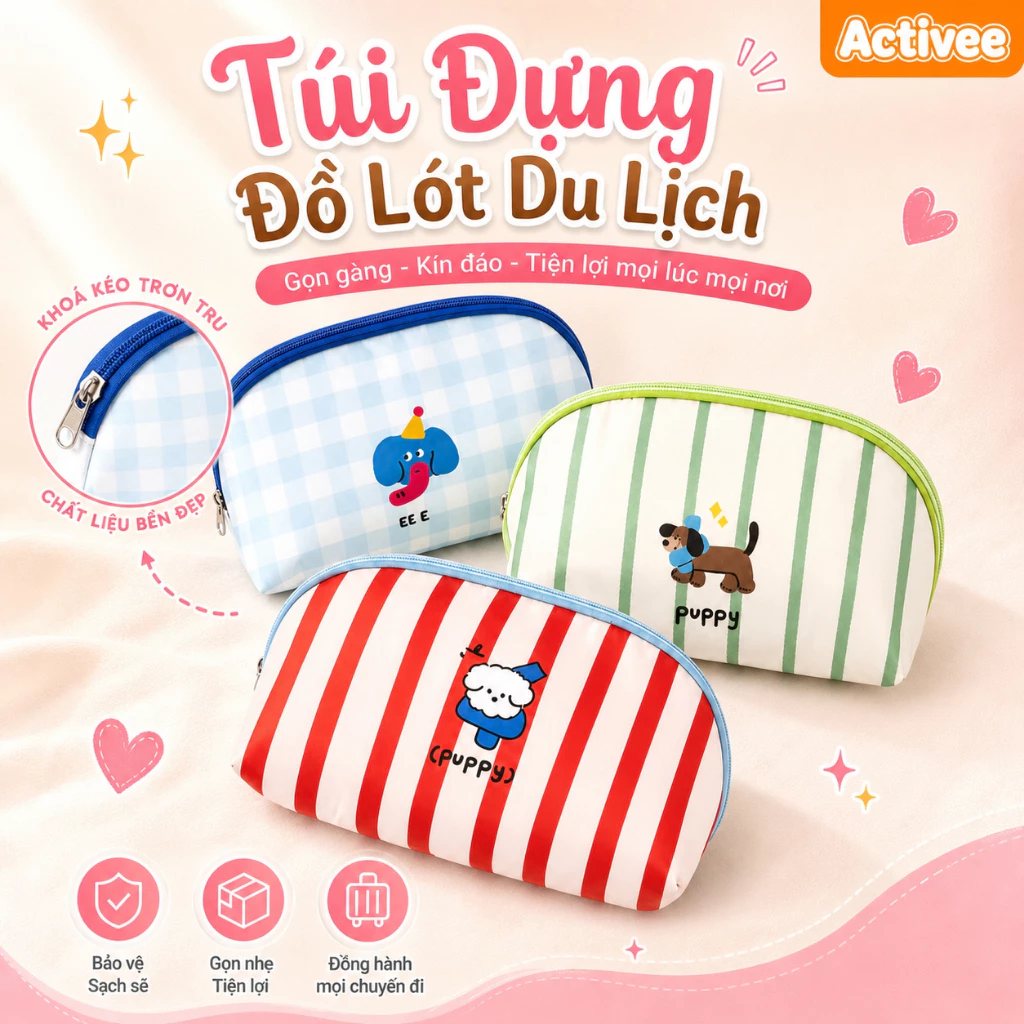 Túi du lịch 3 trong 1 không thấm nước - đồ lót, quần lót, vớ, vải cao cấp, nhẹ