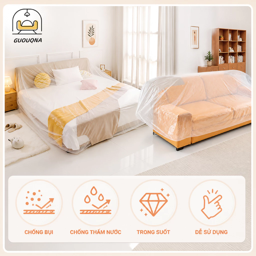 GUOUQNA 1 Nhựa Nội Thất Chống Bụi Ô Tô Chống Thấm Nước Giường Sofa Chống Bụi Nhà Tranh Treo Tường Vỏ Bụi