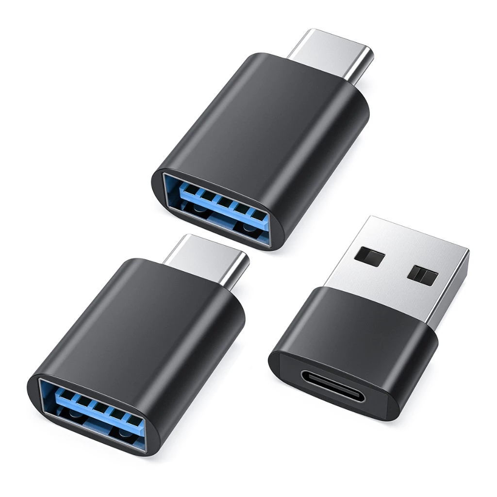 Bộ chuyển đổi USB 3 gói: Bộ chuyển đổi USB 2x USB-C sang USB-A Female + 1x USB-A sang USB-C Female OTG | Sạc nhanh 3A an toàn & Đồng bộ dữ liệu USB 2.0 | Bộ chuyển đổi cắm và chạy nhỏ gọn cho La