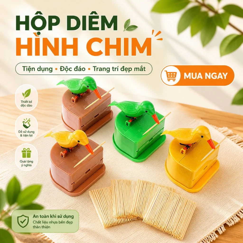 Hộp Đựng Tăm Xỉa Răng Trang Trí Hình Chim GUOUqna