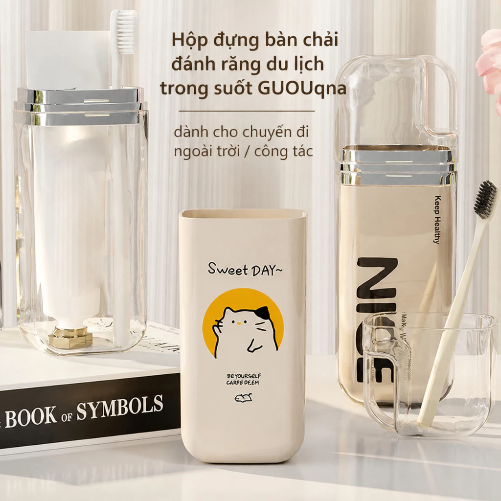 Hộp đựng bàn chải đánh răng du lịch trong suốt GUOUqna dành cho chuyến đi ngoài trời / công tác GUOUqna