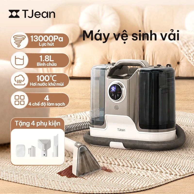 TJean  máy làm sạch thảm, vải bọc, ghế sofa và đồ nội thất bằng vải. Chế độ vệ sinh tiệt trùng bằng hơi nước 4 trong 1