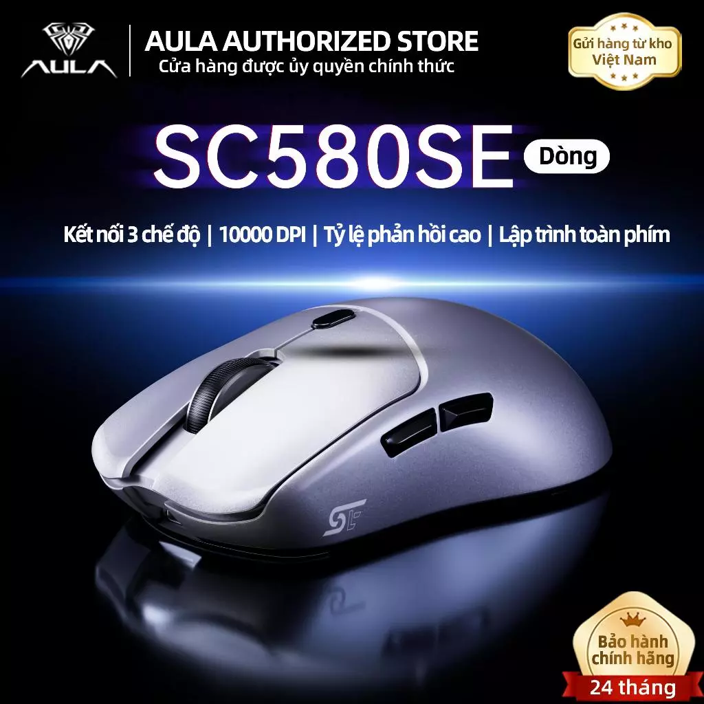 [Hiệu suất cao] AULA SC580SE Bluetooth không dây 2.4G Chuột sạc ba chế độ có dây Trò chơi chơi Game Văn phòng Chuột nhẹ 1.000.000DPI Điều chỉnh DPI sáu tốc độ