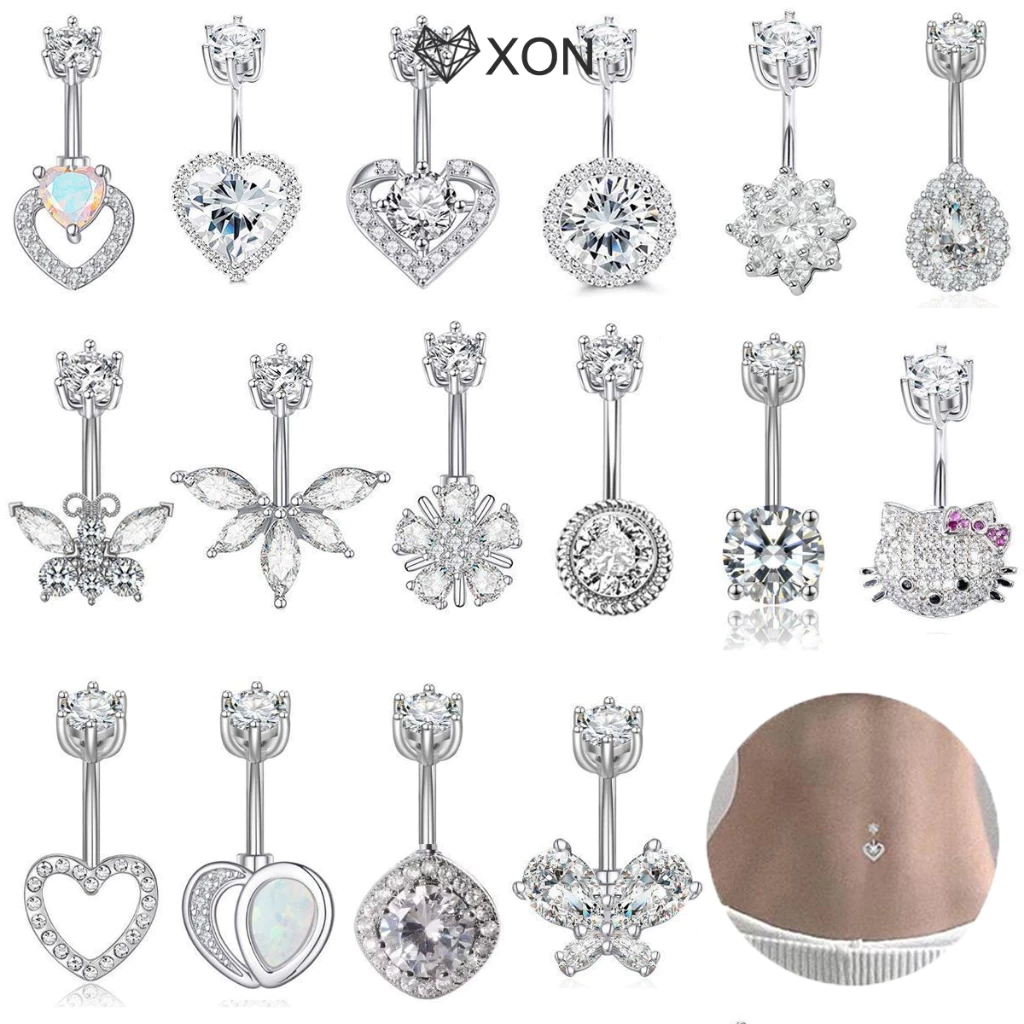 ⚡12h⚡[XON] Nhẫn buộc bụng pha lê thời trang Zircon dành cho nữ Cô gái Trái tim tinh tế Bướm rốn Nhẫn đeo chéo cơ thể Quà tặng trang sức [Mina]