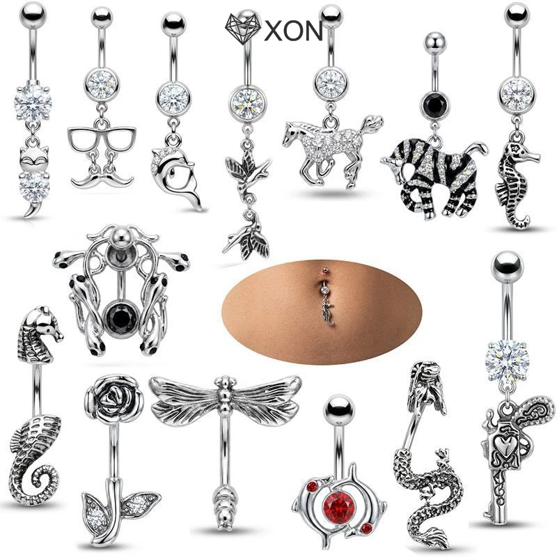 ⚡12h⚡[XON] Nhẫn rốn hoa bướm thép không gỉ, phụ kiện gợi cảm cho nữ giới