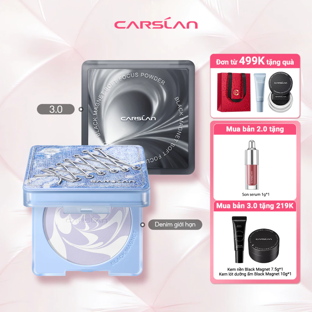 Phấn phủ nén Black Magnet CARSLAN lâu trôi kiềm dầu 24 giờ 8g