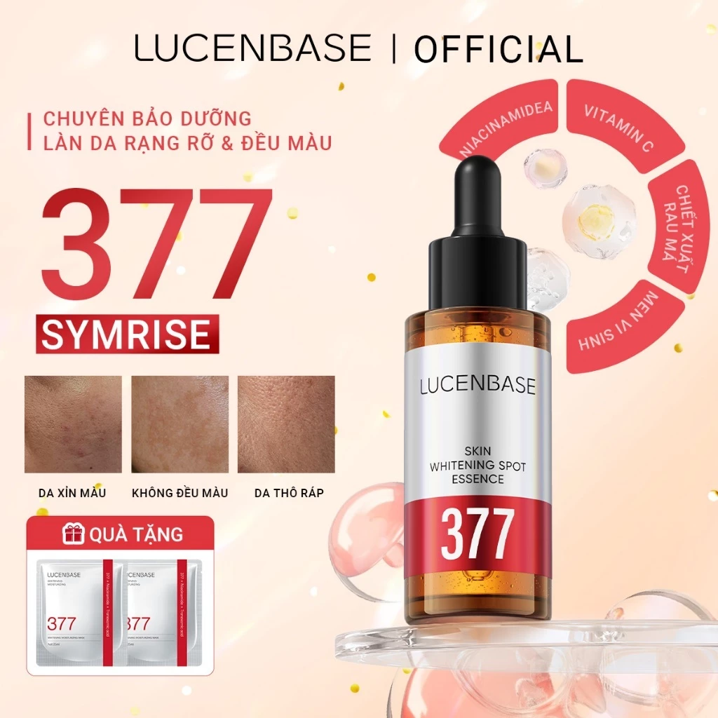 [Mua 1 tặng 2 miếng Mặt Nạ]Serum LUCENBASE 377 Làm trắng da & làm sáng da, giảm vết thâm, dưỡng ẩm & phục hồi da 30ml