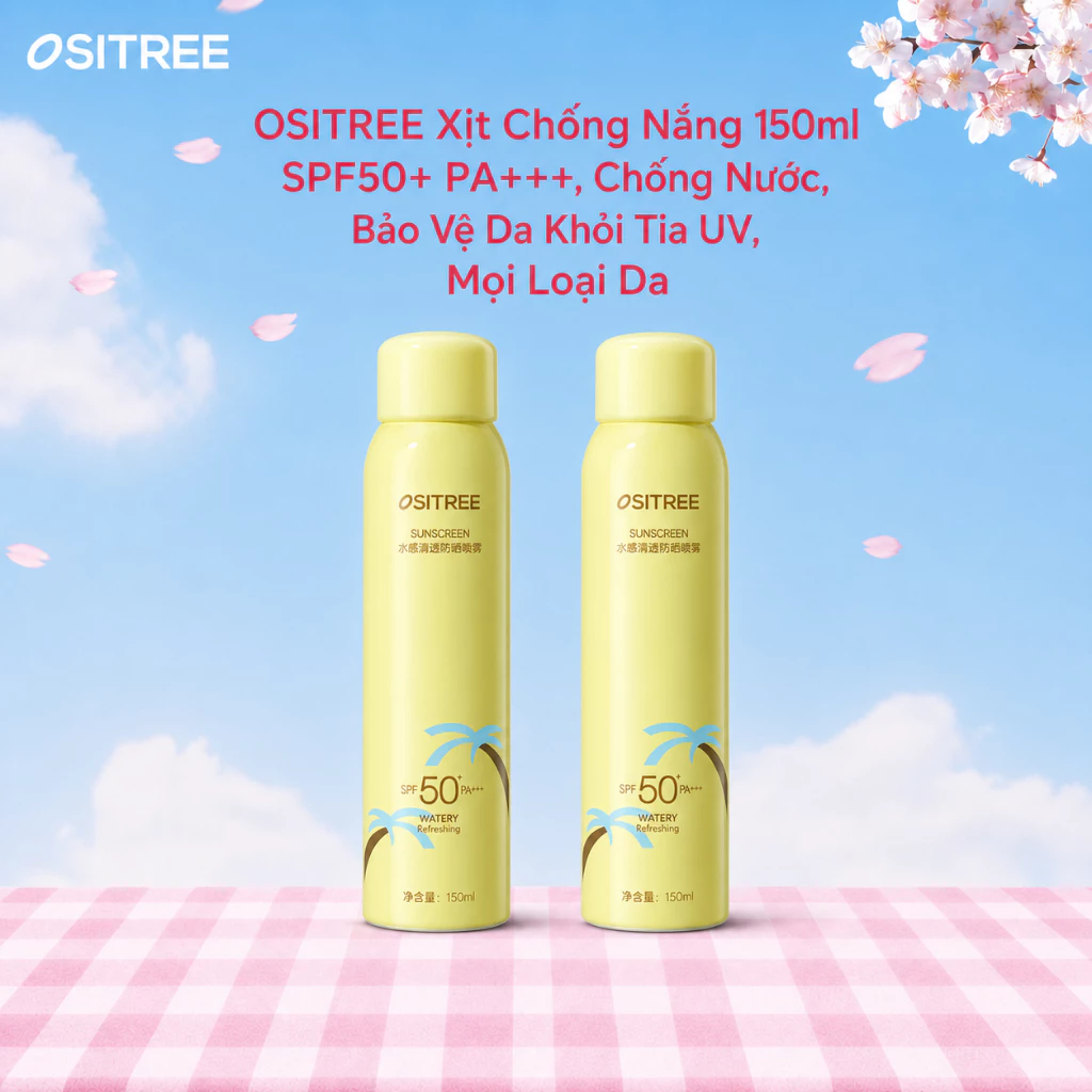 OSITREE Xịt Chống Nắng 150ml SPF50+ PA+++, Chống Nước, Bảo Vệ Da Khỏi Tia UV, Mọi Loại Da