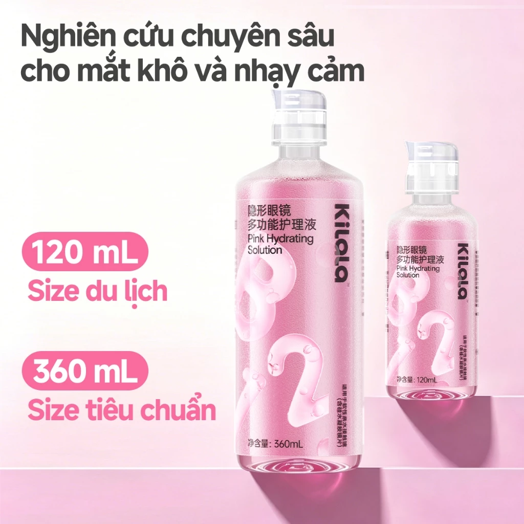Nước ngâm lens cao cấp Kilala Little Droplets Kila 360ml (Vitamin B12)- Cấp ẩm mắt dịu nhẹ