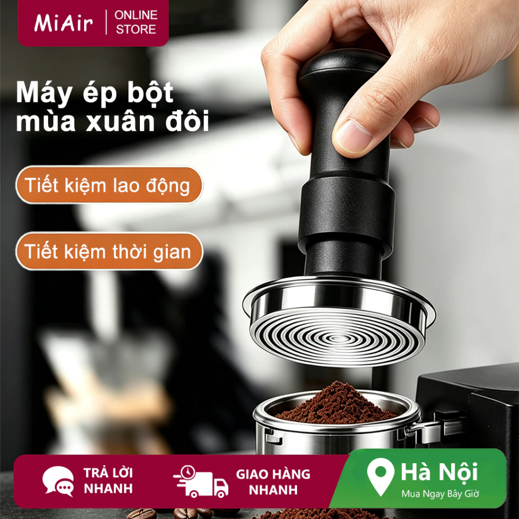 MiAir 51mm / 58mm Dual-Spring Coffee Tamper có đế ren, áp suất không đổi 30lbs | Chống nghiêng dọc | Tự động phục hồi
