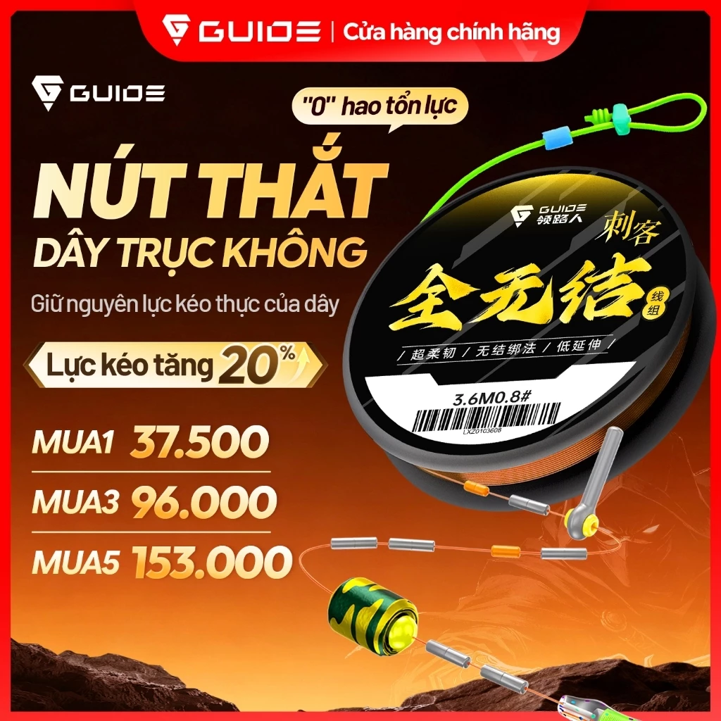 Guide - Trục câu đài buộc sẵn Sát Thủ, làm từ sợi Unitika cao cấp, lực kéo tăng 20%, siêu mượt, siêu nhẹ, chống rối hiệu quả