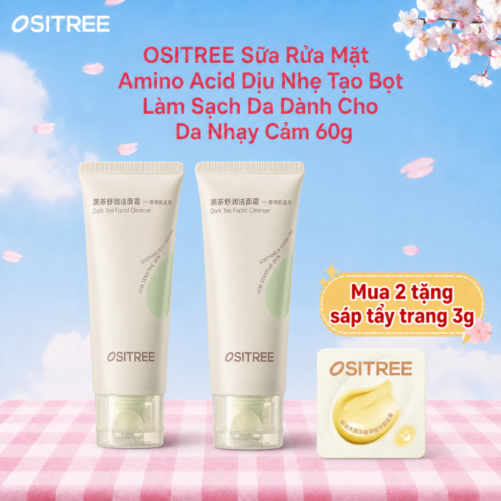 OSITREE Sữa Rửa Mặt Amino Acid Dịu Nhẹ Tạo Bọt Làm Sạch Da Dành Cho Da Nhạy Cảm 60g